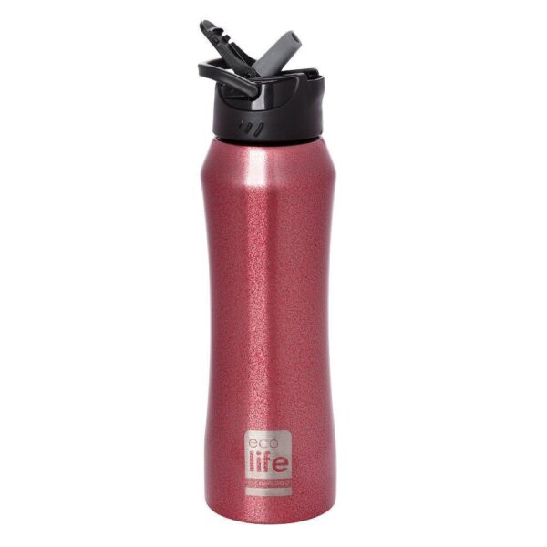 Μεταλλικός Thermos Red 550ml | Eσωτερικό καλαμάκι - Eco Life